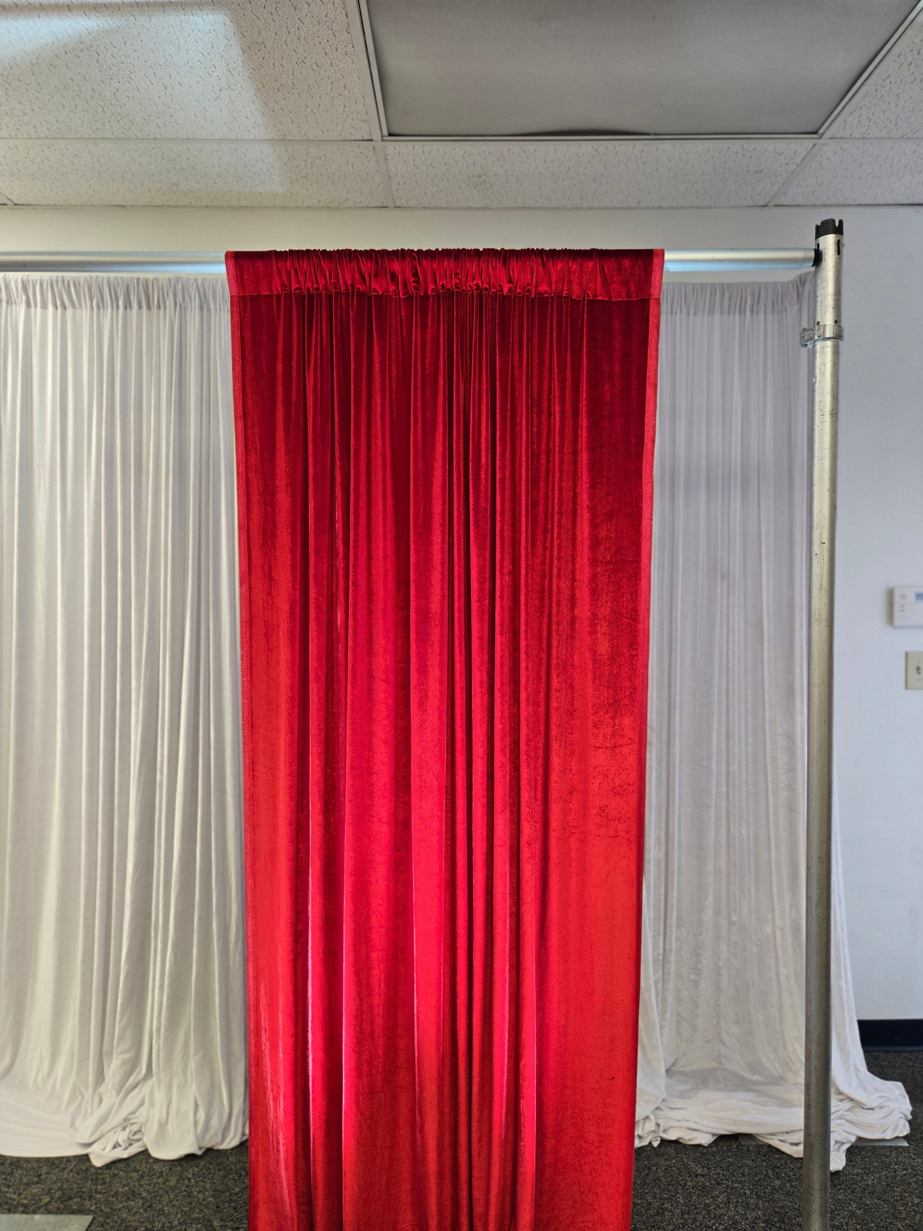 Bright Red Velvet Drapes 14 ft tall
