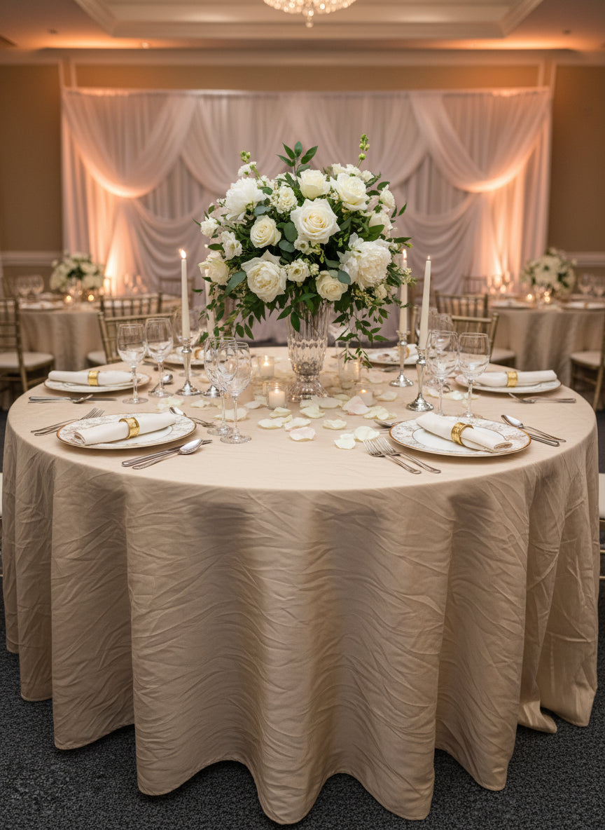 Satin Light Pink Round Table Cover 120"