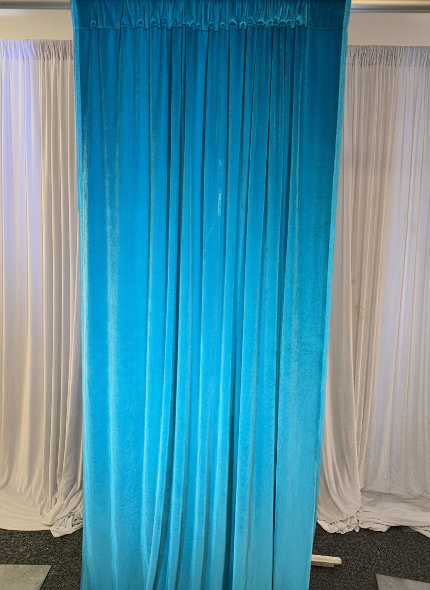Velvet Sky Blue Drapes 14 ft