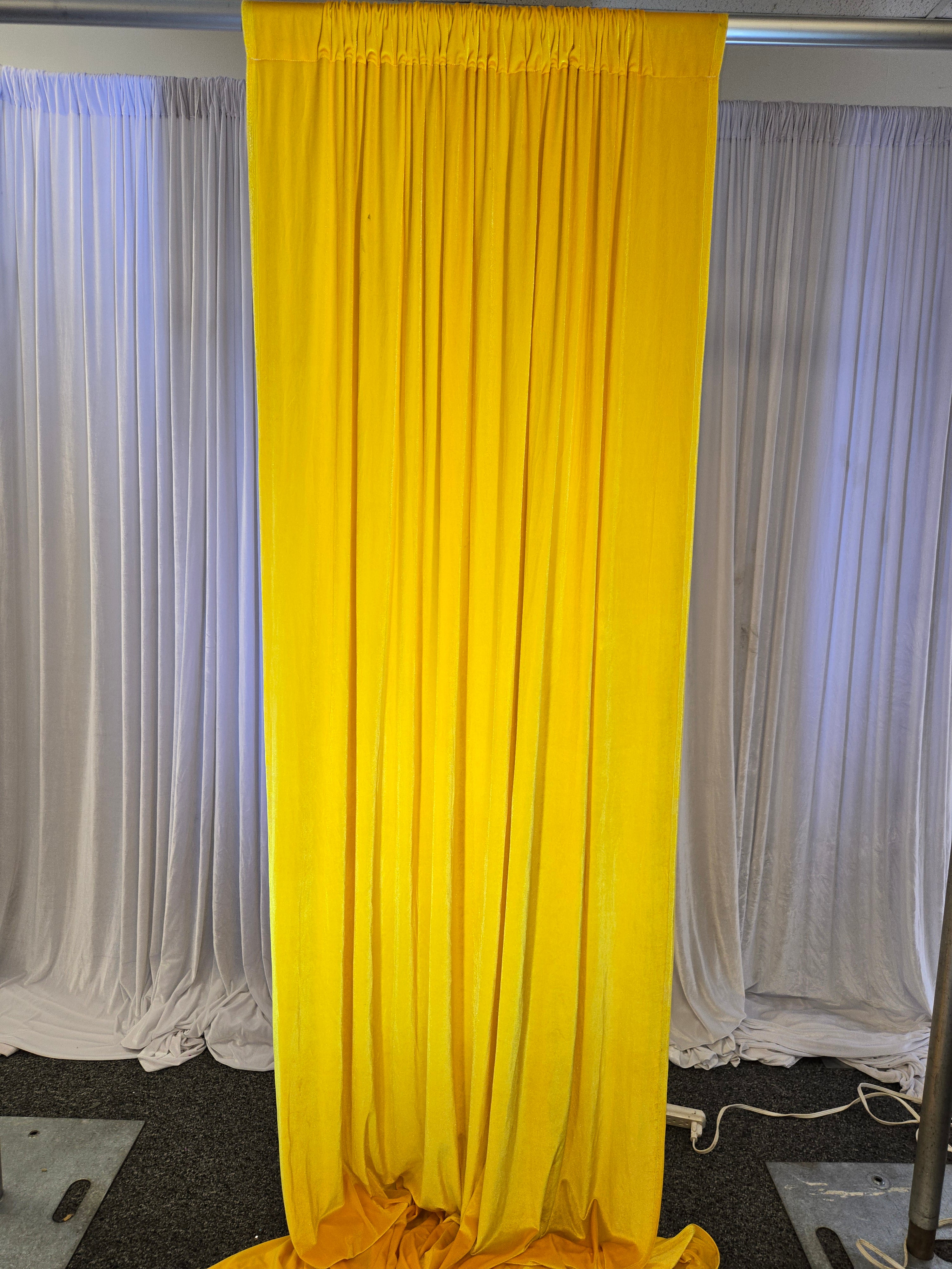 Bright Yellow Velvet Drapes 14ft