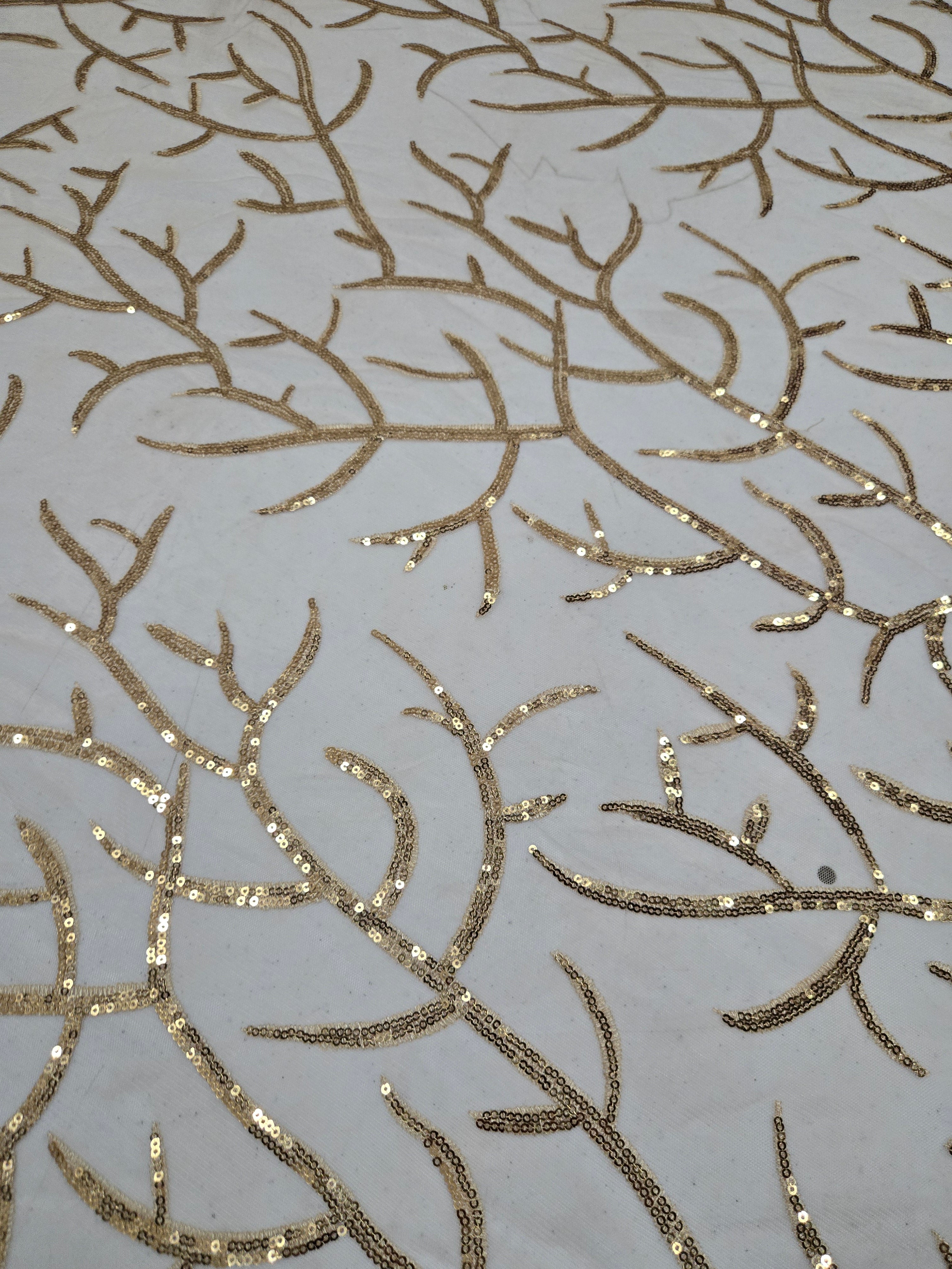 Gold Sequence Net Table Cover 120"