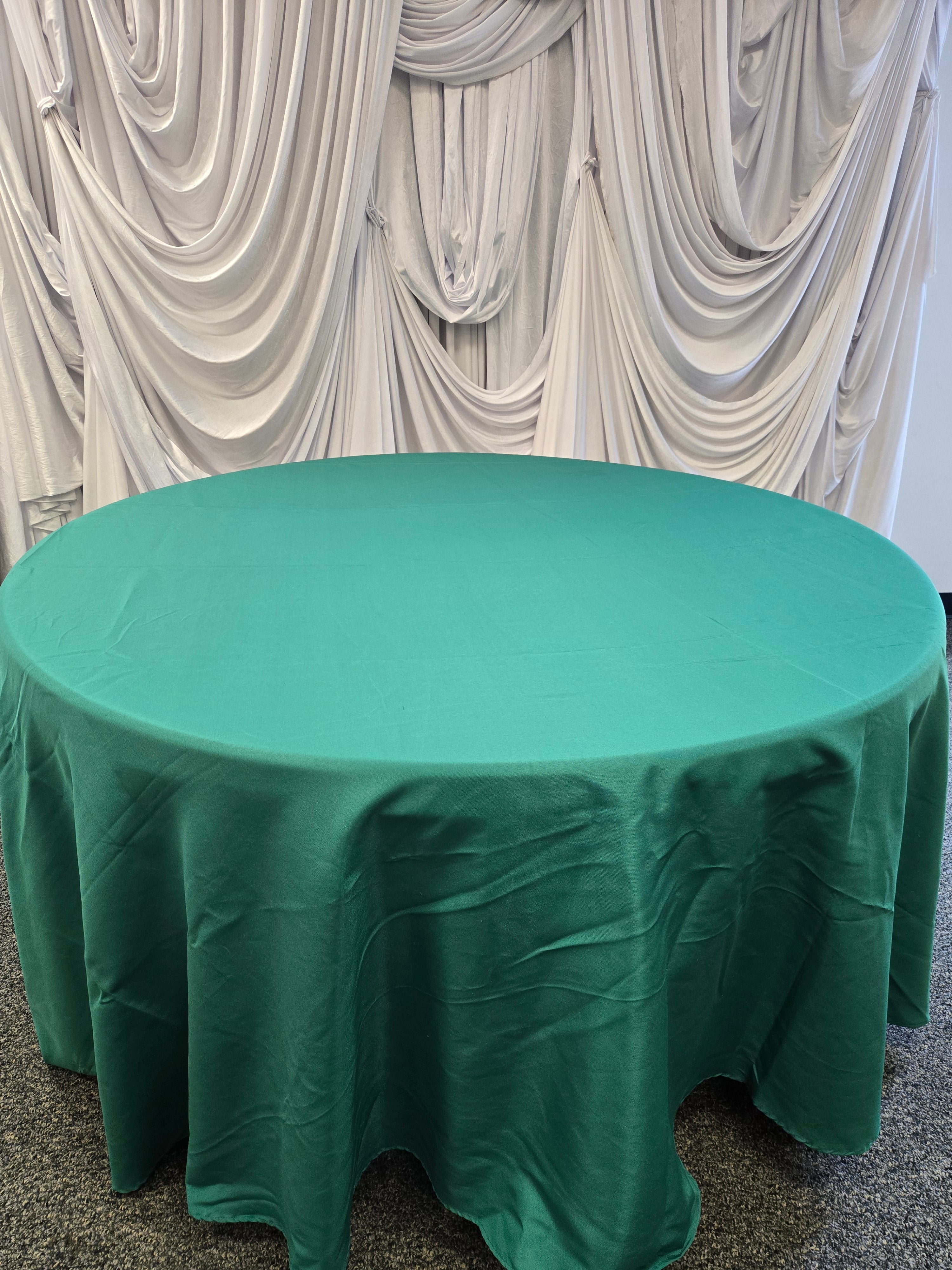Green Polyester Round Table Cover 120"