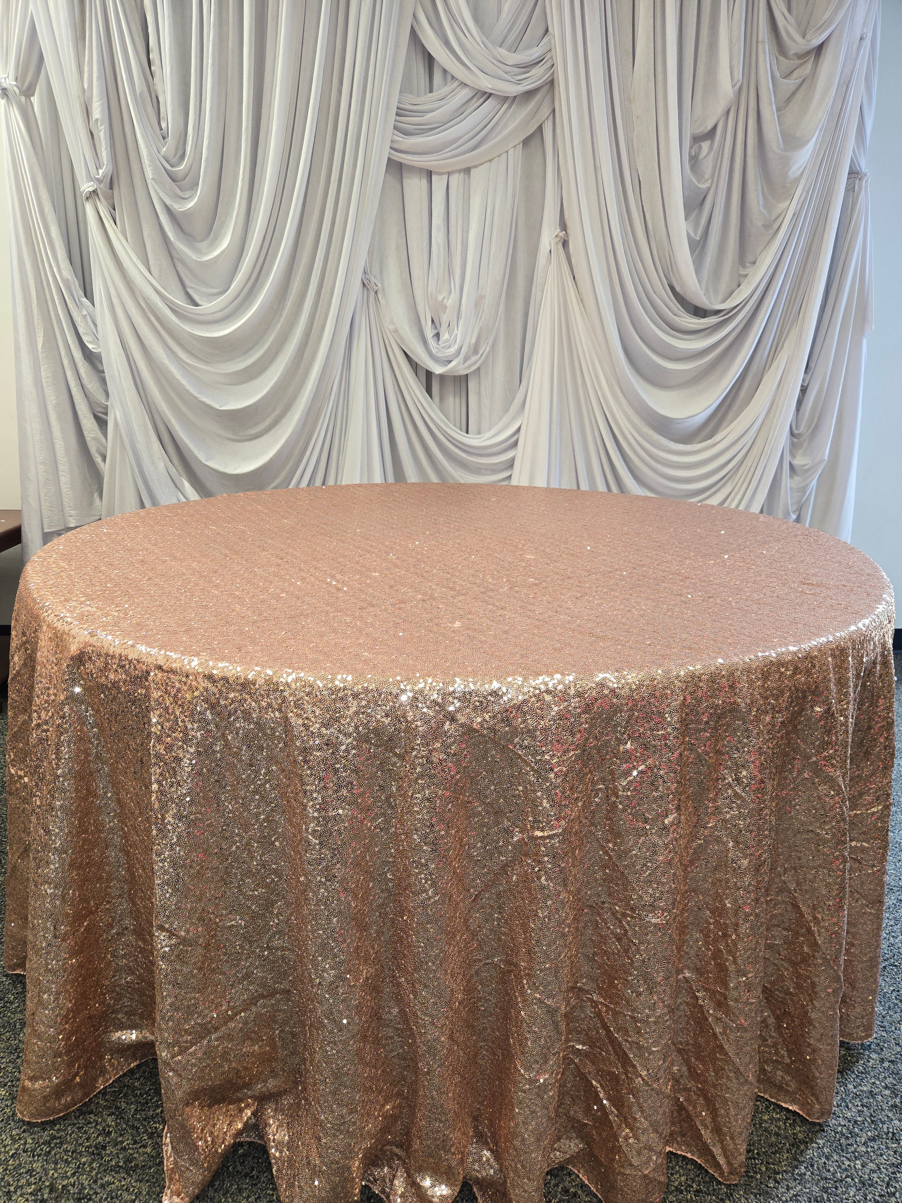 Sequence Rose Gold Round Tablecloth 120"