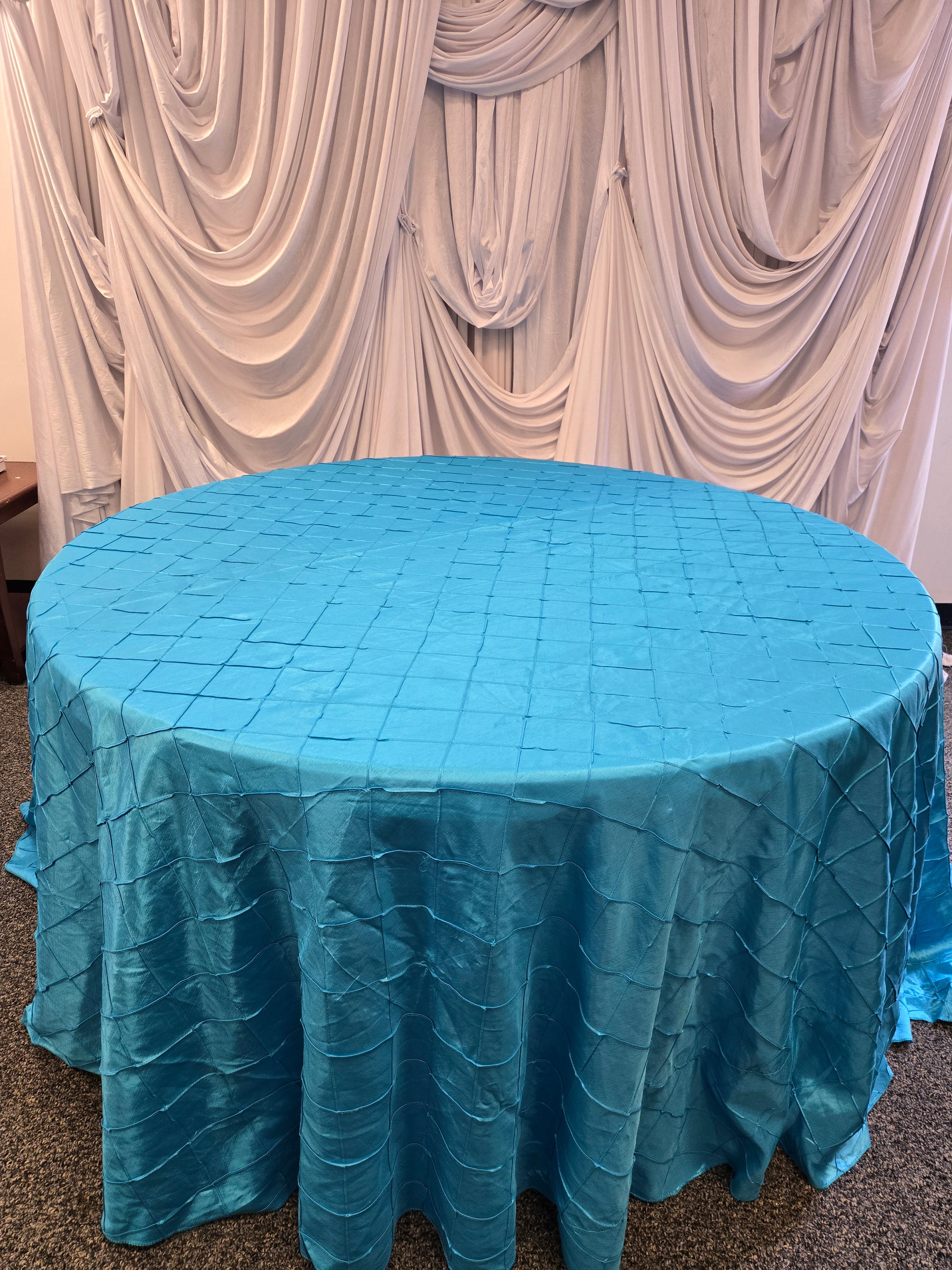 Textured Blue Round Table Cover 120"