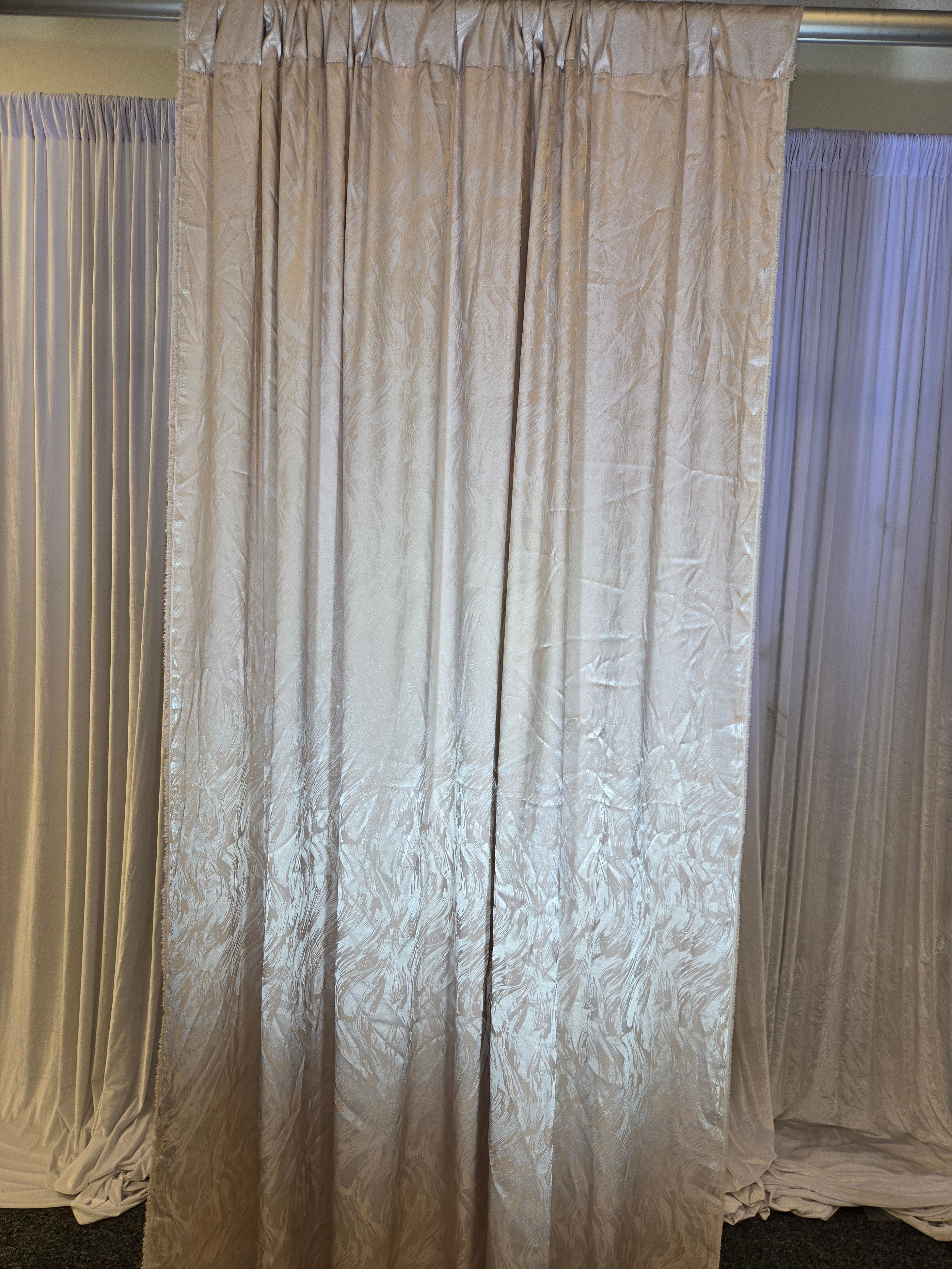 Beige Printed Satin Drapes 14ft