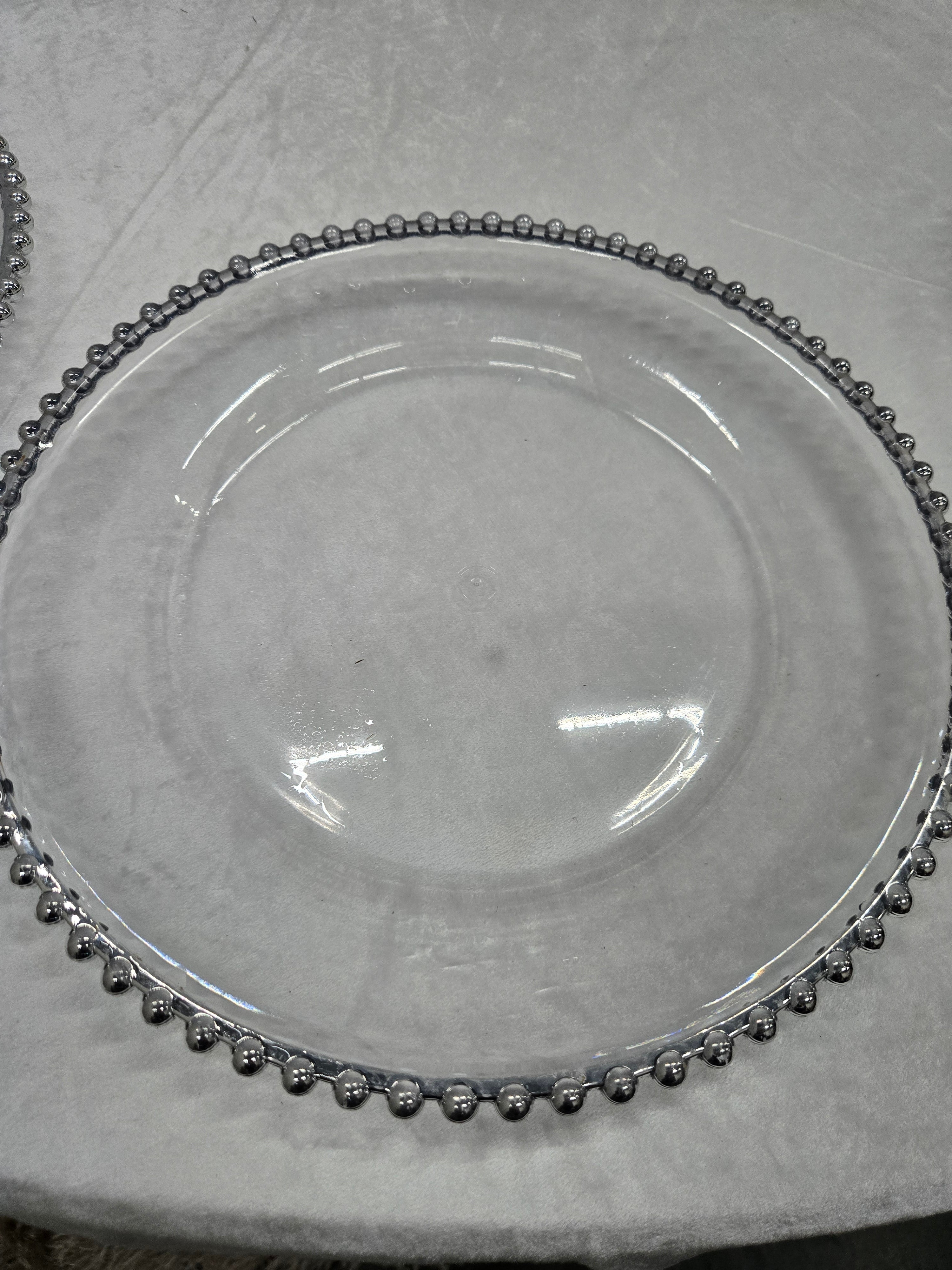 Clear + Silver Chargers