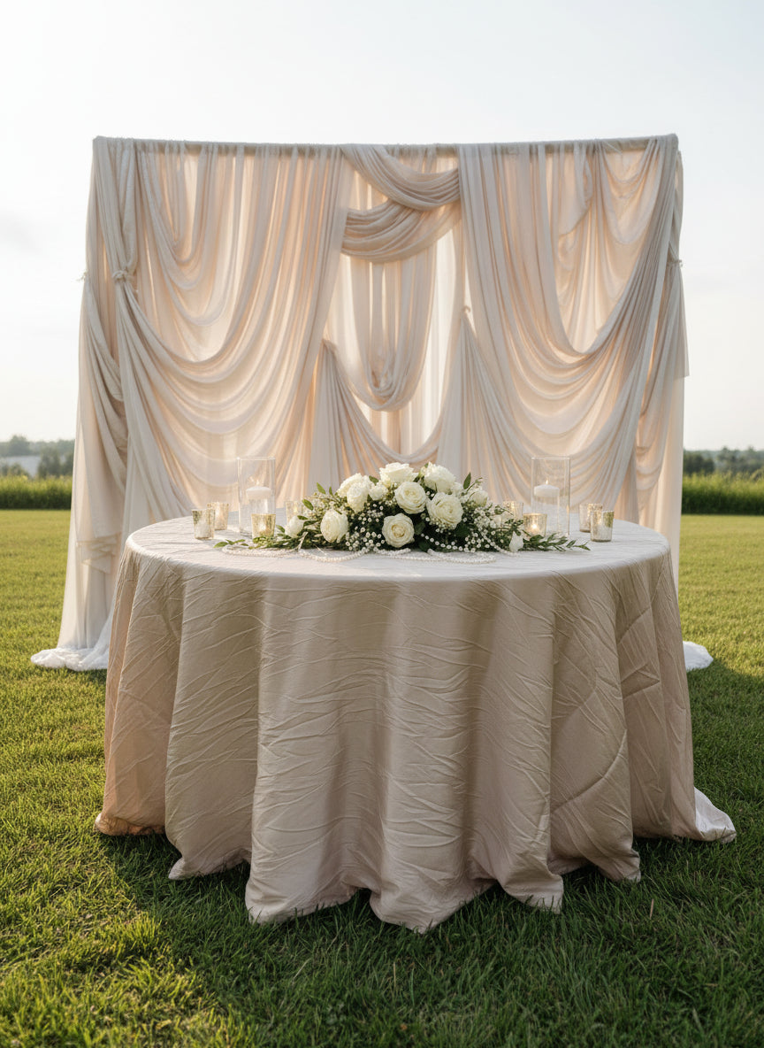 Satin Rose Gold Round Table Cover 120"