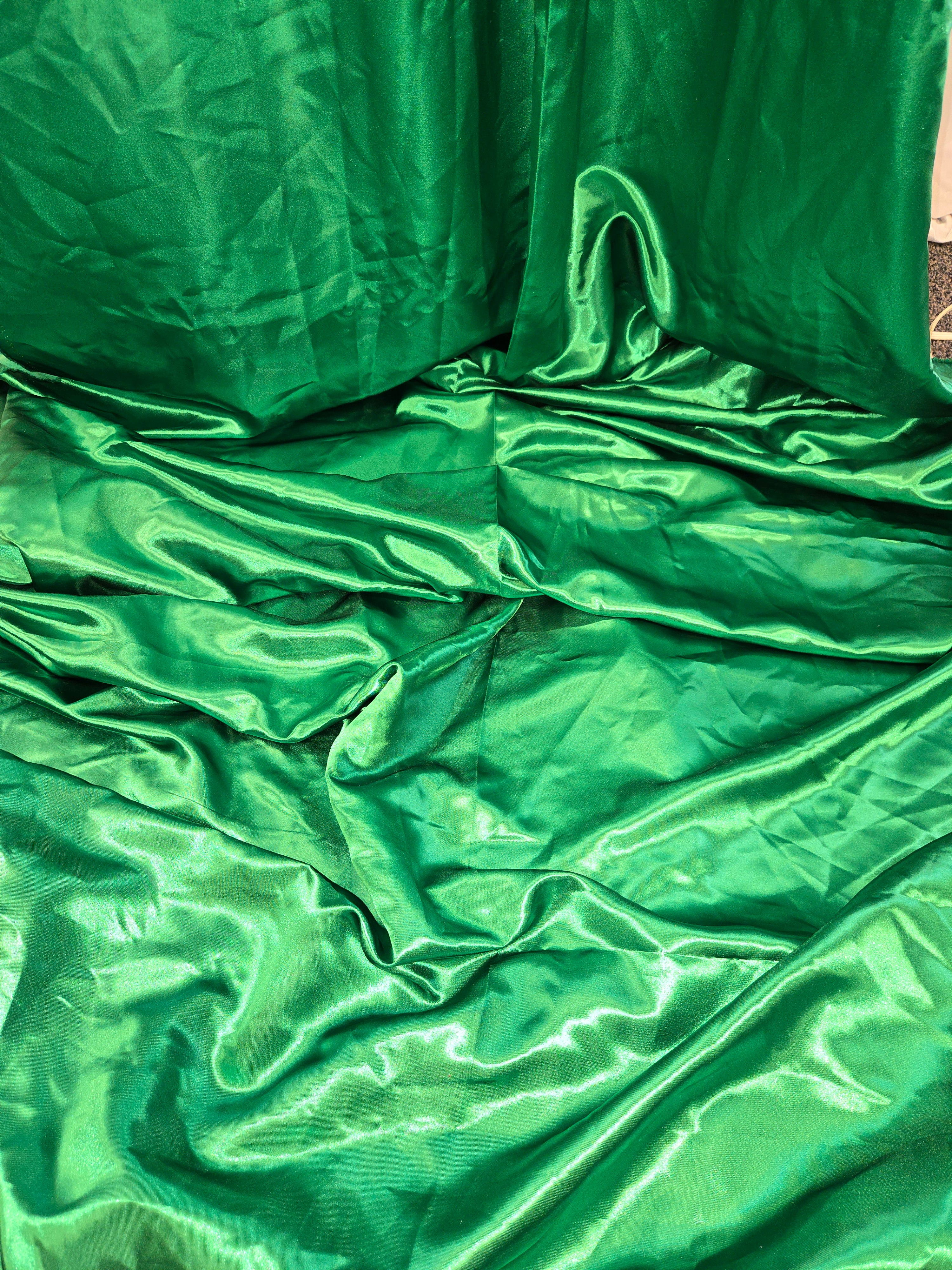 Shamrock Green Satin Drapes