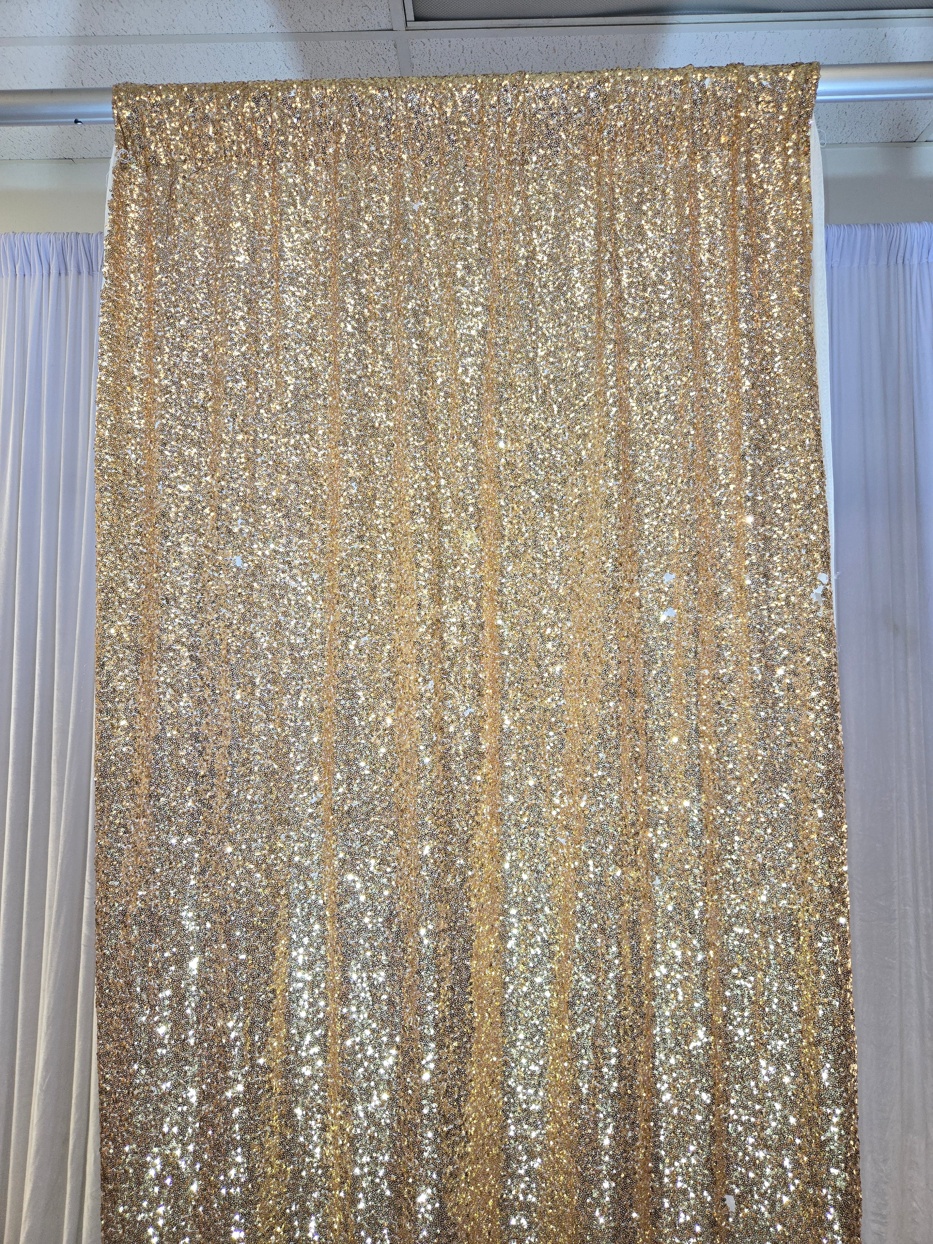 Lighter Gold Sequence Drapes 14 ft