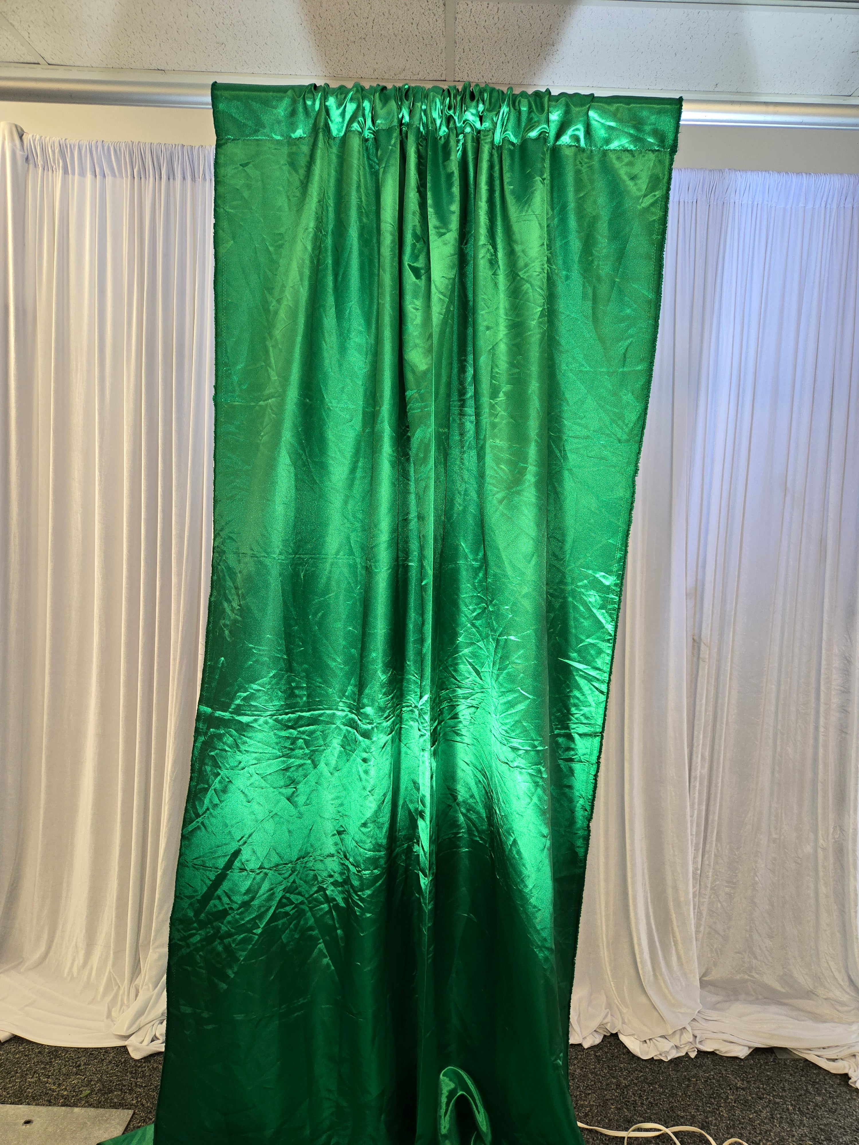Shamrock Green Satin Drapes