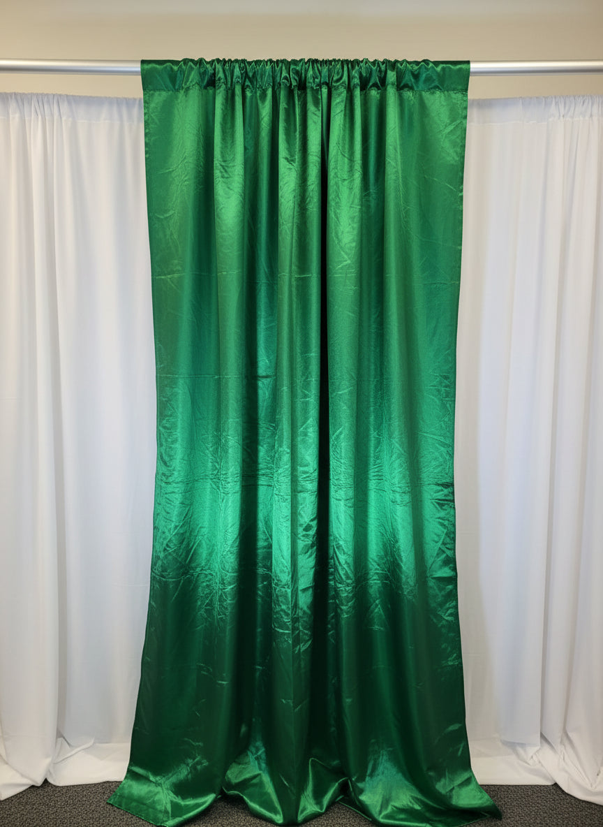 Satin Shamrock Green 14 ft Drapes