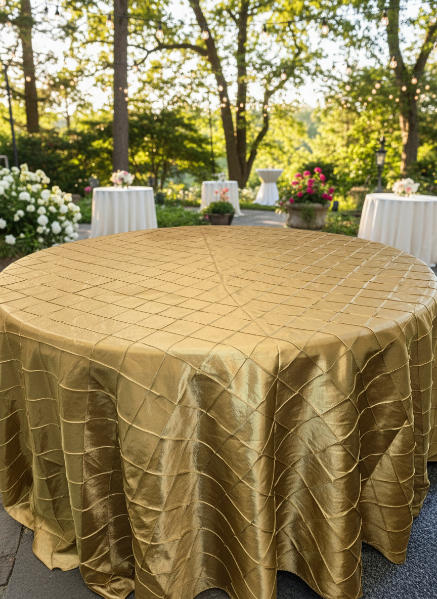 Textured Gold  Round Tablecloth 120"