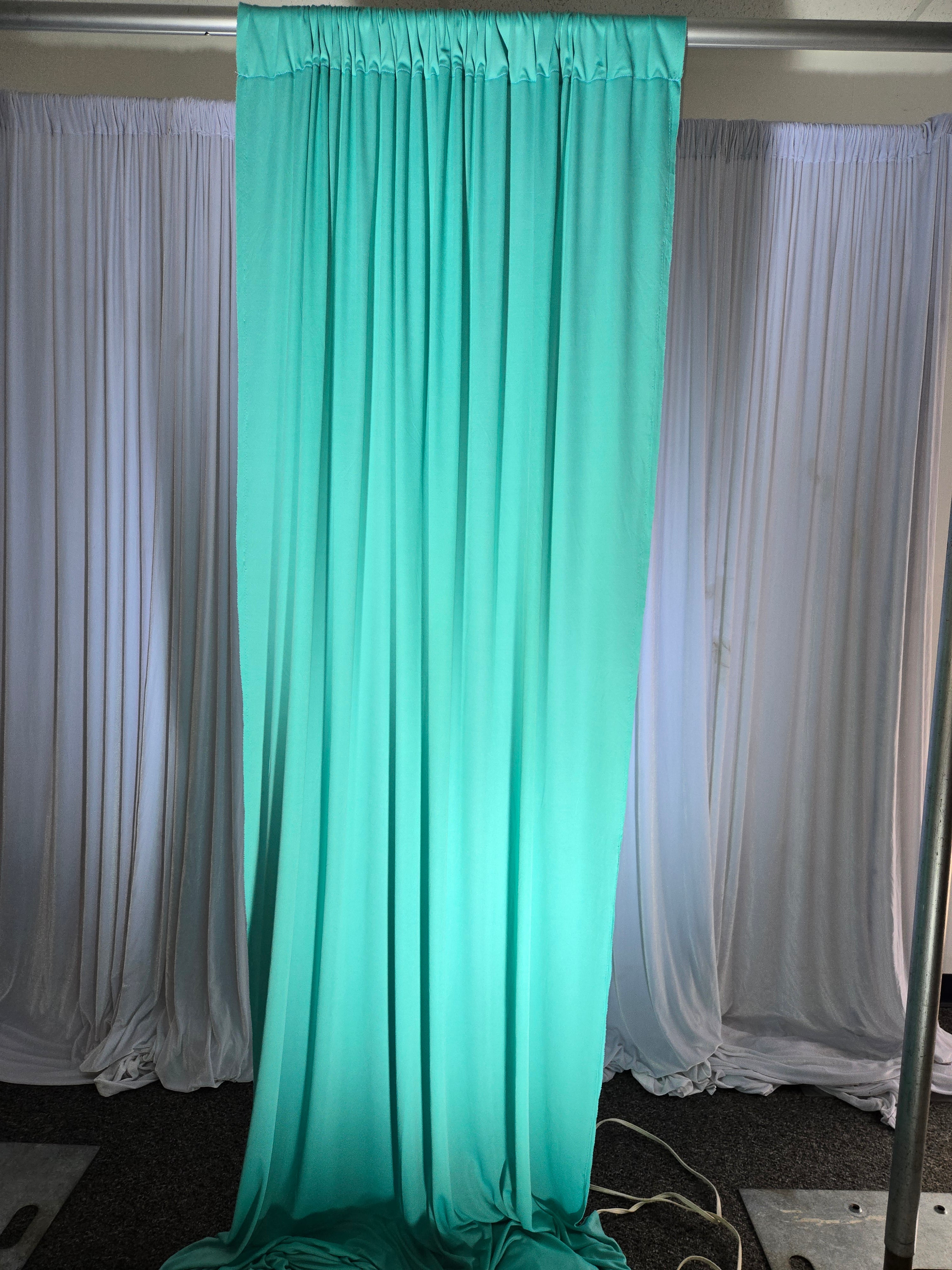 Teal Polyester Drapes 14 ft